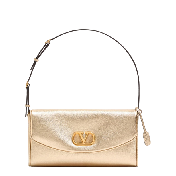 DeVain Small Laminated Nappa Leather Shoulder Bag - Gold