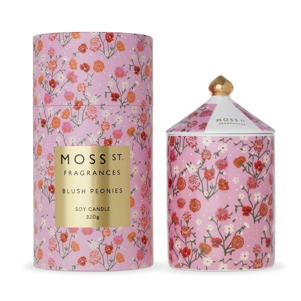 Moss St. Fragrances Ceramics Collection Soy Candle - Blush Peonies (320g)