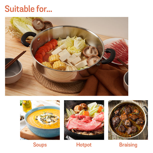 Meyer Ih Stainless Steel 28Cm/5.7L Hot Pot With Glass Lid