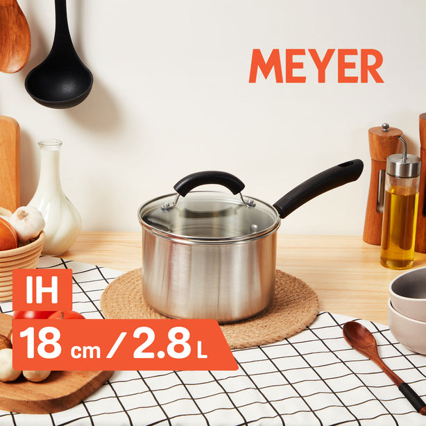 Meyer Ih Stainless Steel 18Cm | 2.8L Saucepan With Glass Lid