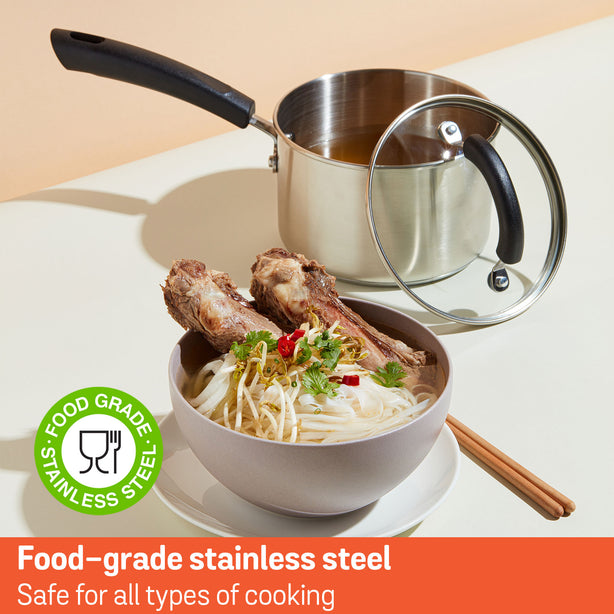 Meyer Ih Stainless Steel 18Cm | 2.8L Saucepan With Glass Lid