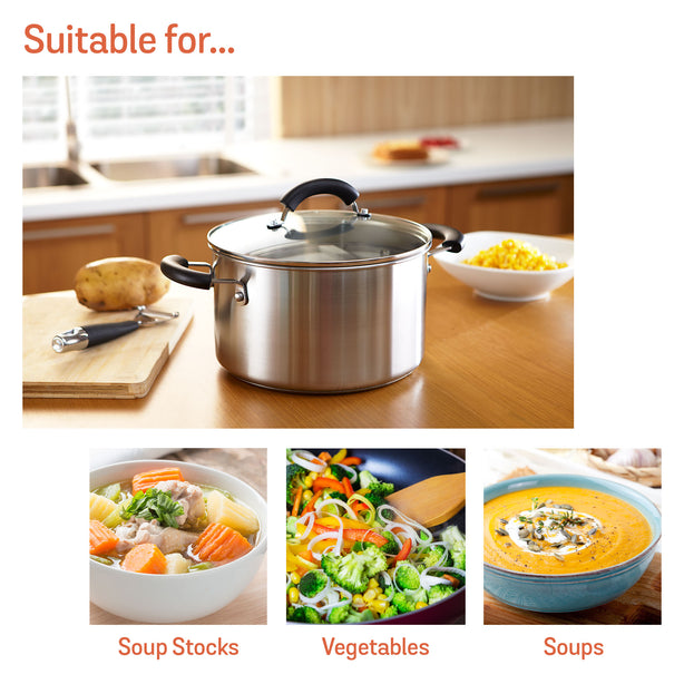 Meyer Ih Stainless Steel 24Cm | 6.2L Stockpot With Glass Lid