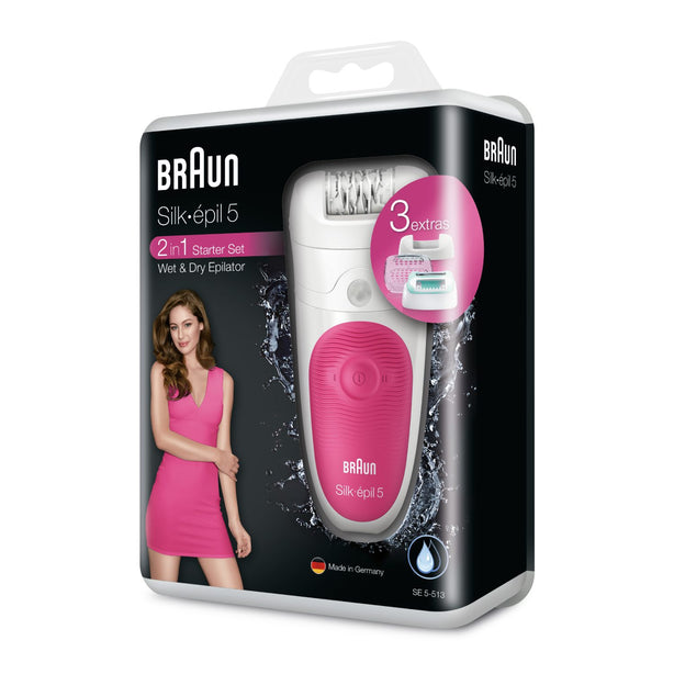 Braun Silk Epil 5 SE 5-513 Epilator Hair Removal for Women Wet & Dry Pink