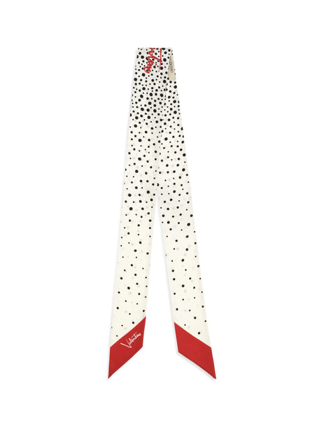 Valentino Garavani Twill Little Stars Starry Scarf in silk - Vaniglia-Black-Red/Vaniglia