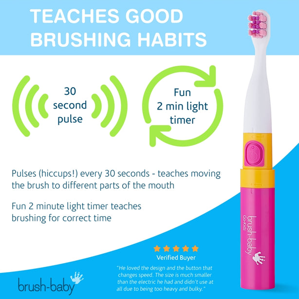 Brush-baby Go Kidz - Electric Travel Toothbrush (Pink)