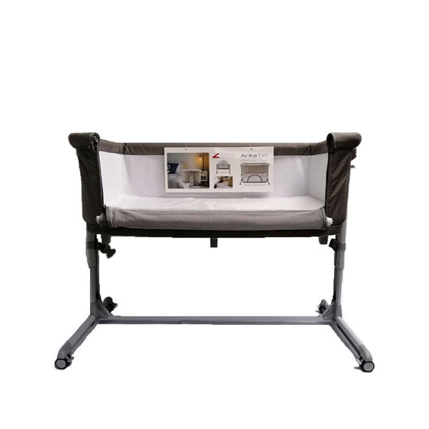 Zibos Anta Bedside Crib - With Travel Bag & Mosquito Net (Grey)