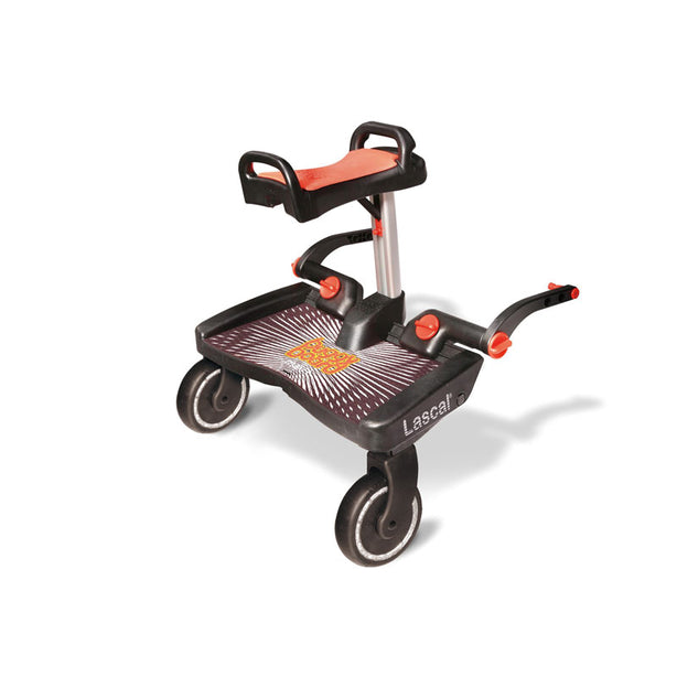 Lascal Buggy Board Maxi - Black + Buggy Board Saddle - Red