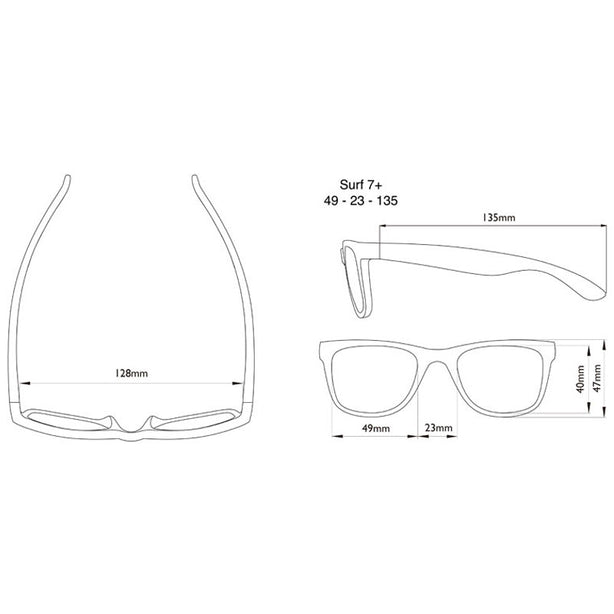 Real Shades Screen Shades (7yrs+) Surf Shiny Black with Pouch