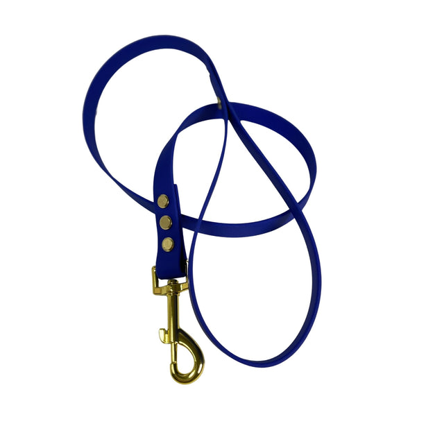 LEASh Pet Leash Biothane - Berry Blue Gold Hardware