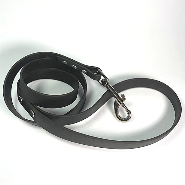 LEASh Pet Leash Biothane - Matte Black Silver Hardware