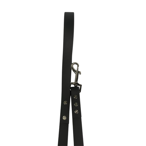 LEASh Pet Leash Biothane - Matte Black Silver Hardware
