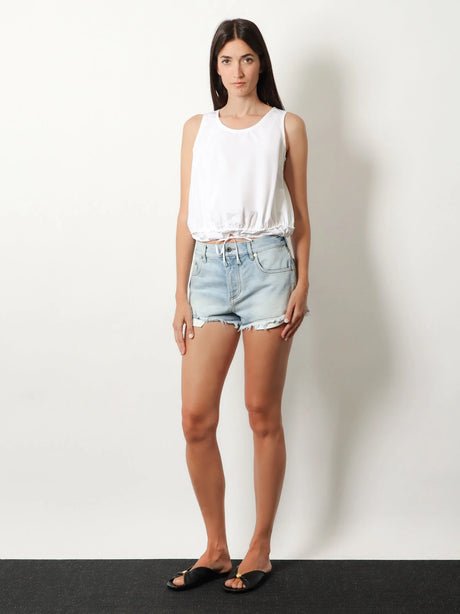 Loewe Paula's Ibiza-Blue denim bermuda shorts with frayed edges - Washed Blue