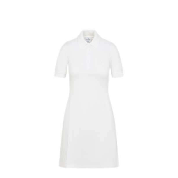 Natural White Cotton Piqu Polo Dress