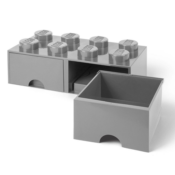 LEGO Storage Brick Drawer 8 Knobs - Grey