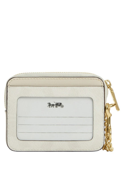 Coach Zip Card Case In Signature Canvas - White/Chalk