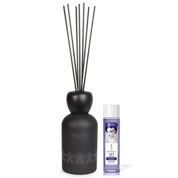 Mr & Mrs Fragrance ICON 3L Black Decorative Bottle + 12 x Hokkaido Lavender 260ml Refills