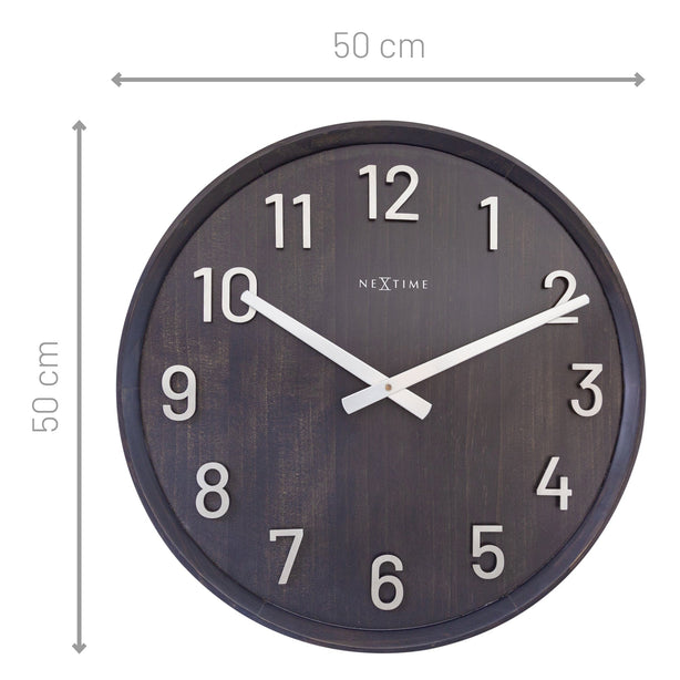 NeXtime Precious Wall Clock 50cm Wood/Metal, Silent Movement (Black)