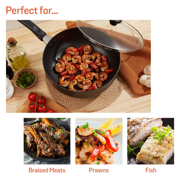 [Meyer] Ih Nonstick 26Cm | 4.3L  Chef'S Pan With Glass Lid Cook'N Look