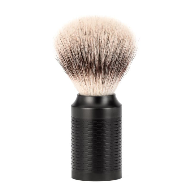 Mühle Rocca, Stainless Steel Black Diamond-Llike Carbon coated, Silvertip Fibre® Shaving Brush