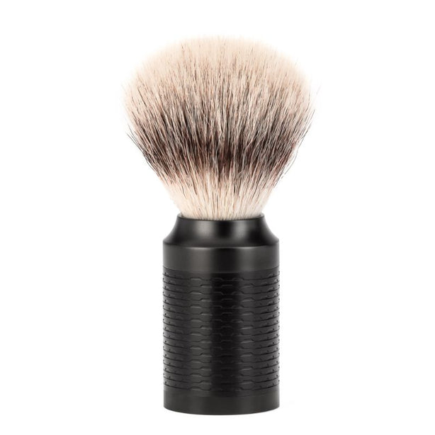 MUHLE Rocca, Stainless Steel Black Diamond-Llike Carbon coated, Silvertip Fibre® Shaving Brush