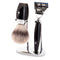 MUHLE Kosmo, Resin Black, Shaving Set - Gillette® Fusion™ 5 Razor, Silvertip Fibre® Shaving Brush