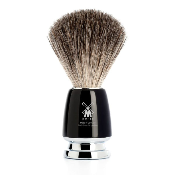 MUHLE Rytmo, High-Grade Resin Black, Pure Badger Shaving Brush