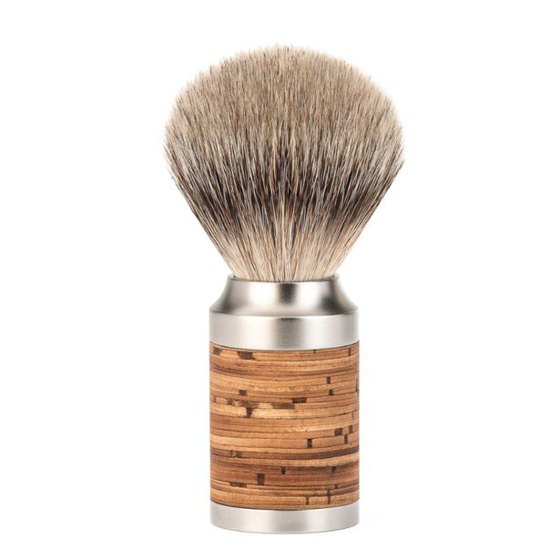 MUHLE Rocca, Stainless Steel Birch Bark, Silvertip Badger Shaving Brush