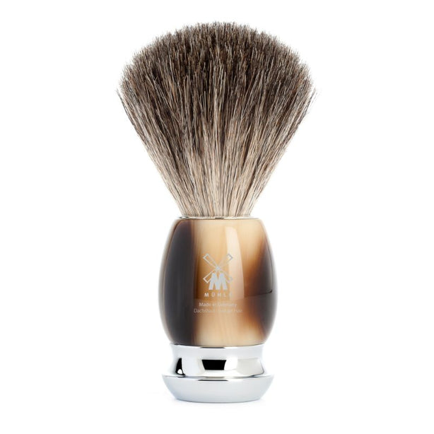 MUHLE Vivo, High-Grade Resin Horn Brown, Pure Badger Shaving Brush