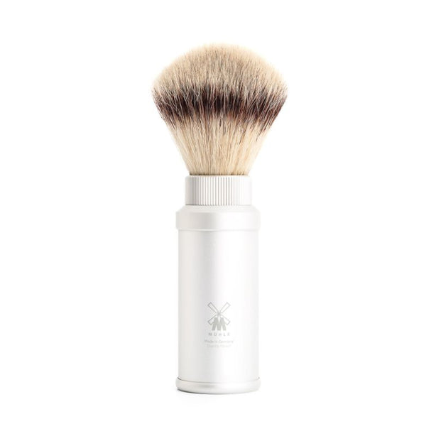MUHLE Travel, Anodised Aluminum Silver, Silvertip Fibre® Shaving Brush