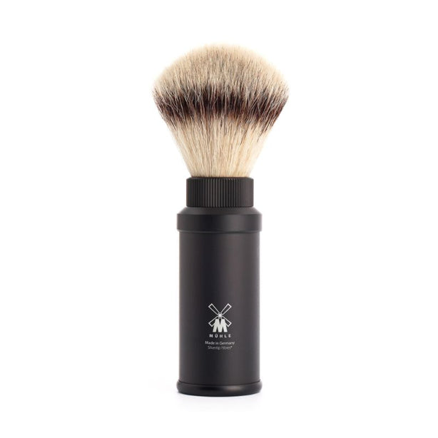 MUHLE Travel, Anodised Aluminum Black, Silvertip Fibre® Shaving Brush