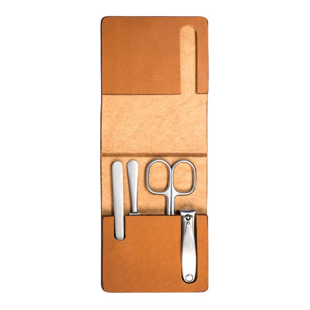 MUHLE Travel Stainless Steel Manicure Set in Cowhide Leather Case