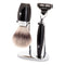 MUHLE Kosmo, Resin Black, Shaving Set - Gillette® Mach3® Razor, Silvertip Fibre® Shaving Brush