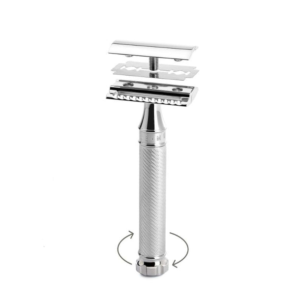 MUHLE Traditional, Chrome-plated Metal Twist, Open Tooth Safety Razor