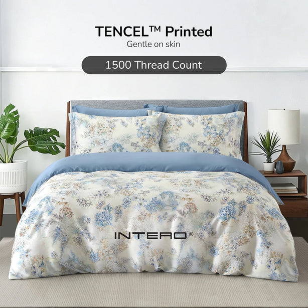 Intero MCD Lyocell Printed 1500TC Cooling Soft Luxury Bedding Fitted Sheet Set Gentle on Skin 1500 Thread Count