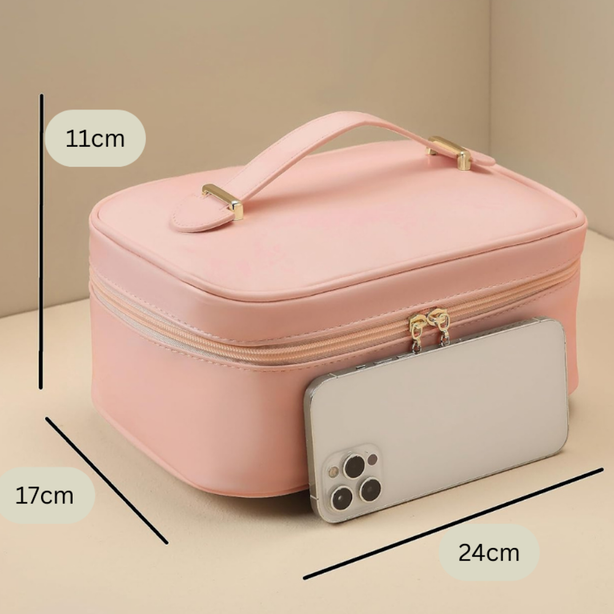 StitchesandTweed Rose Sakura Vegan Leather Travel Make Up Cosmetic Bag