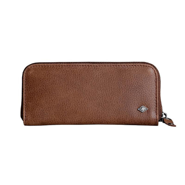 Giesen & Forsthoff Timor® 5-piece Manicure Set with glass nail file, in Dark Brown Nubuck Leather Zipper Pouch