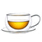 Aramoro Borosilicate Glass Double Wall Cup With Handle And Saucer 270Ml 2Pcs/Set