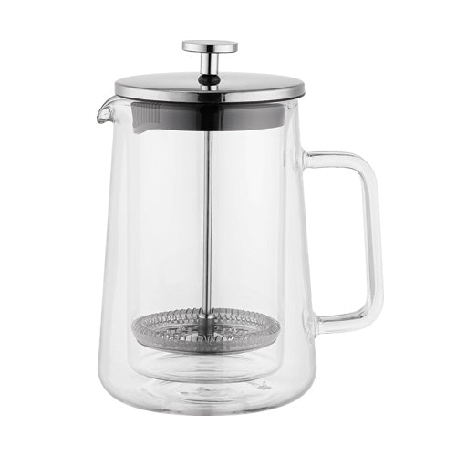 Aramoro Borosilicate Double Wall Glass Coffee & Tea Plunger With Glass Handle 600Ml