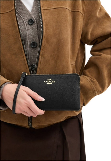 Coach Large Corner Zip Wristlet - Black