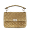 Rockstud Spike Medium Suede Top Handle Bag - Havana Beige