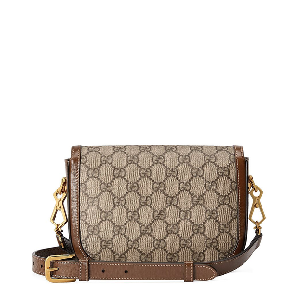 Horsebit 1955 Small GG Supreme Canvas Shoulder Bag - Beige and Ebony