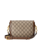 Horsebit 1955 Small GG Supreme Canvas Shoulder Bag - Beige and Ebony