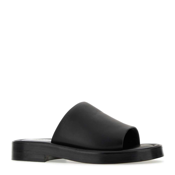Black Nappa Leather Slippers