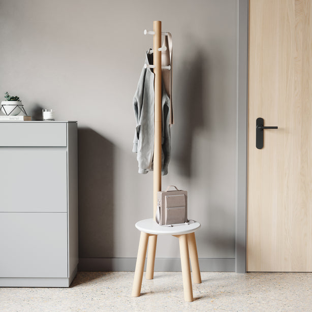 Umbra Pillar Stool and Coatrack, Flat-Pack