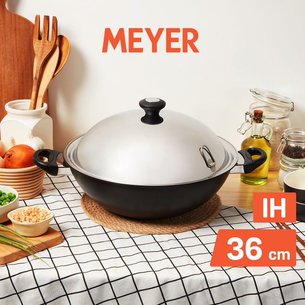 [Meyer] Ih Nonstick 36Cm | 7.3L Chinese Wok With Lid - Cook'N Look