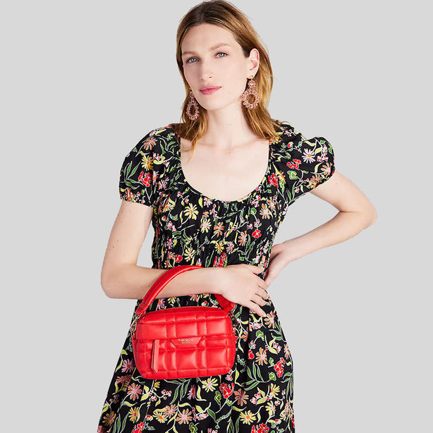 Kate Spade Softwhere Quilted Leather Small Convertible Crossbody Bright Red RS-K7999