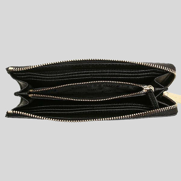 Michael Kors Jet Set Travel Large Saffiano Leather Quarter-Zip Wallet Black RS-35T6GTVE3L