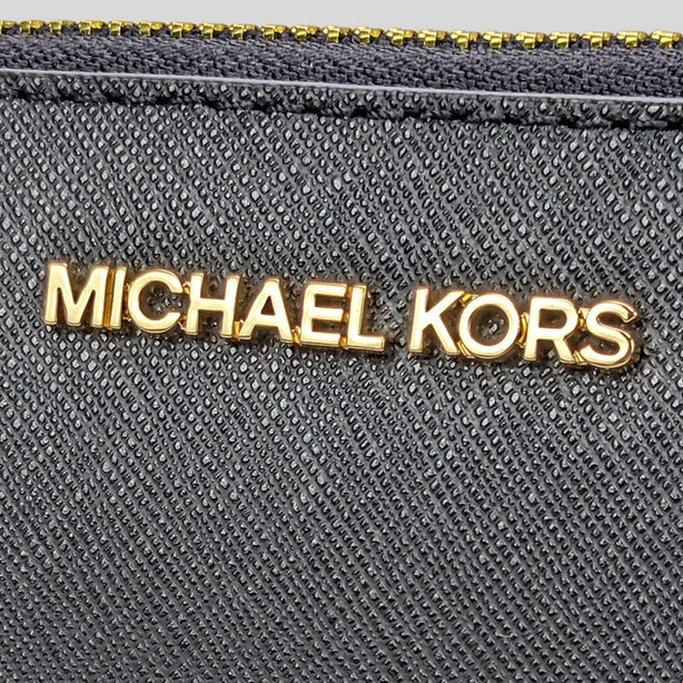 Michael Kors Jet Set Travel Large Saffiano Leather Quarter-Zip Wallet Black RS-35T6GTVE3L