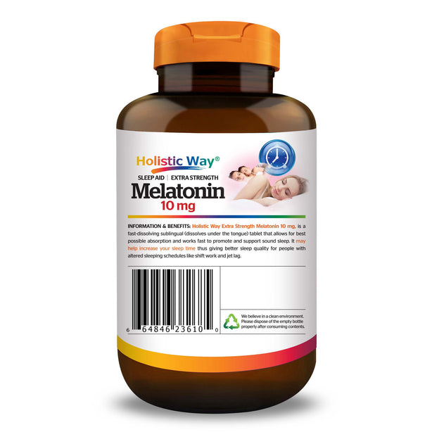 Holistic Way Sleep Aid Extra Strength Melatonin 10mg Peppermint Flavor (30 Tablets)
