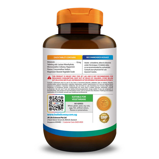 Holistic Way Sleep Aid Extra Strength Melatonin 10mg Peppermint Flavor (30 Tablets)
